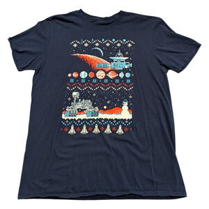 8 Bit Winter Space Scene Graphic T shirt